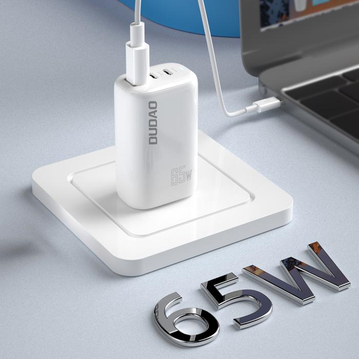 Bild 4, DUDAO Dudao 65W GaN 3in1 Reseadapter Laddare PD QC Vit - Teknikhallen.se