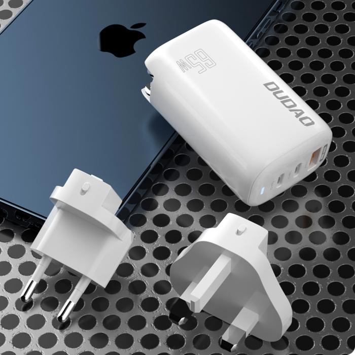 Bild 5, DUDAO Dudao 65W GaN 3in1 Reseadapter Laddare PD QC Vit - Teknikhallen.se