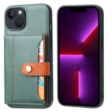 iPhone 14 Skal L&auml;der Med Kortfack Gr&ouml;n - Teknikhallen.se