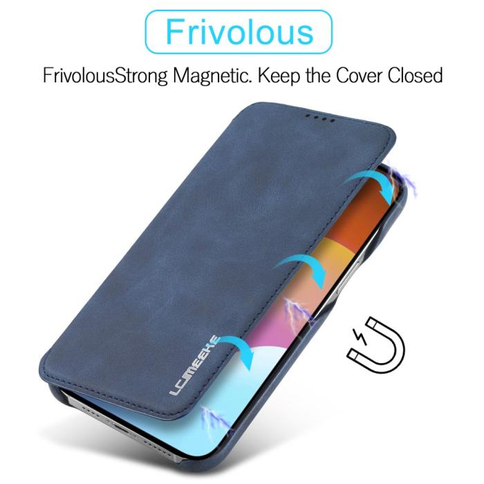 Bild 5, LC.IMEEKE LC.IMEEKE iPhone 15 Plus Fodral Slim Flip Blå - Teknikhallen.se