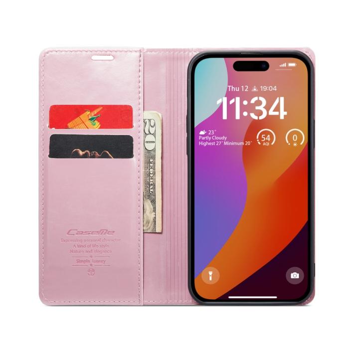 Bild 2, CASEME CASEME iPhone 16 Pro Fodral Oil Wax Flip Rosa - Teknikhallen.se