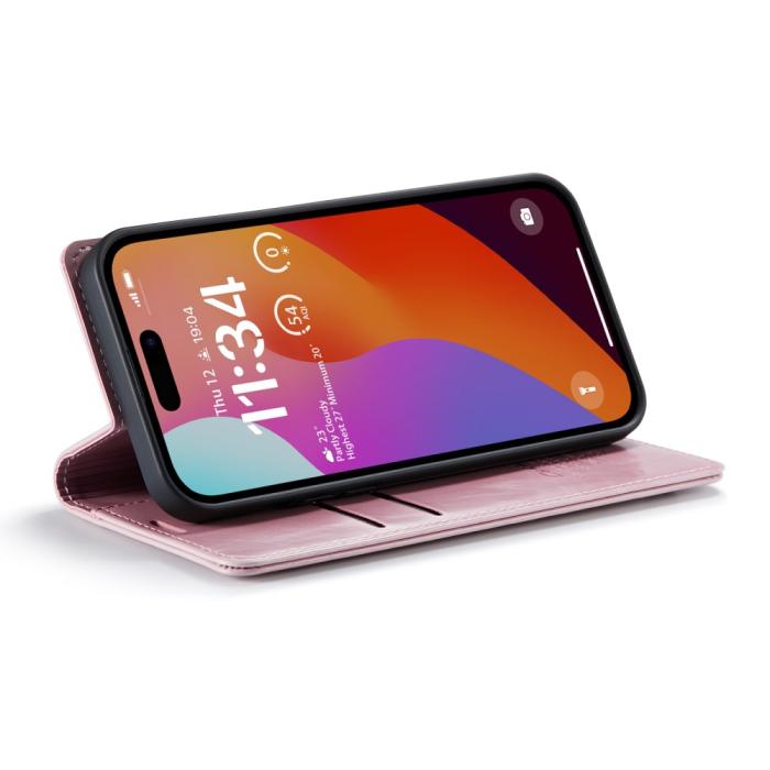 Bild 3, CASEME CASEME iPhone 16 Pro Fodral Oil Wax Flip Rosa - Teknikhallen.se