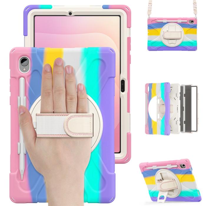 Bild 2,  Samsung Galaxy Tab S11 Skal Shockproof Hybrid Kickstand Rainbow - Teknikhallen.se