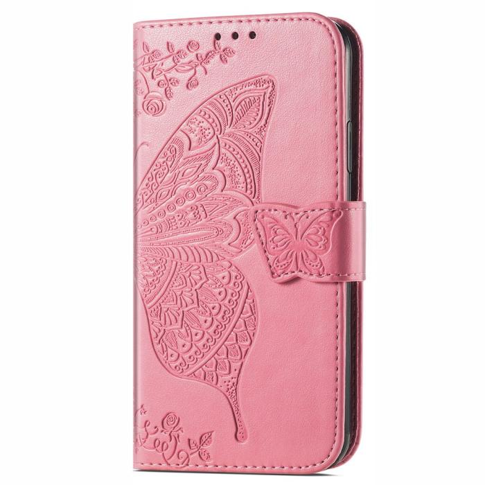 Bild 2,  Xiaomi 11T / 11T Pro Fodral Läder Butterfly Rosa - Teknikhallen.se