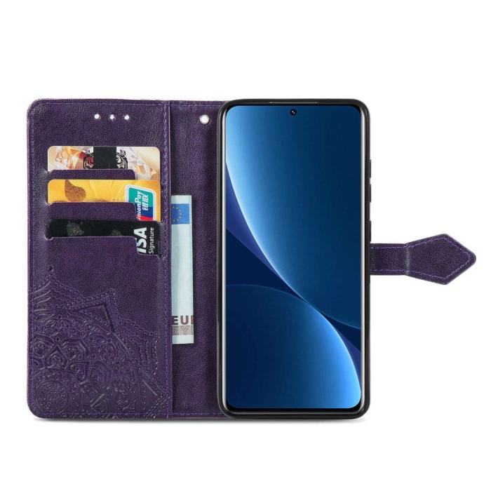 Bild 2,  Xiaomi 12T / 12T Pro Fodral Mandala Läder Lila - Teknikhallen.se