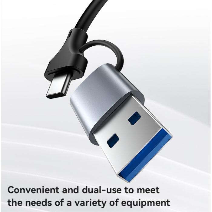 Bild 5, YESIDO YESIDO 2in1 USB-C/USB-A till RJ45 Adapter Grå - Teknikhallen.se