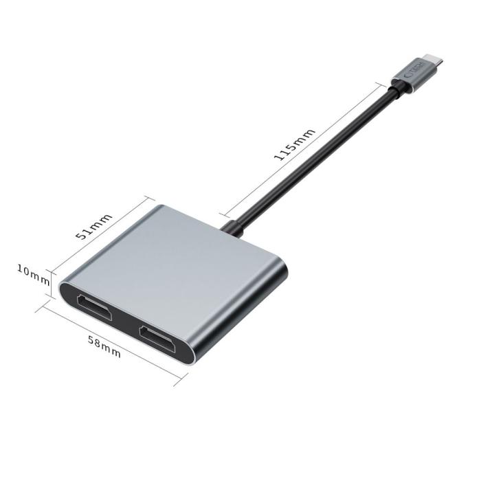 Bild 4, Tech-Protect Tech-Protect 4in1 USB-C Adapter USB-C / USB-A / HDMI / Space Grey - Teknikhallen.se