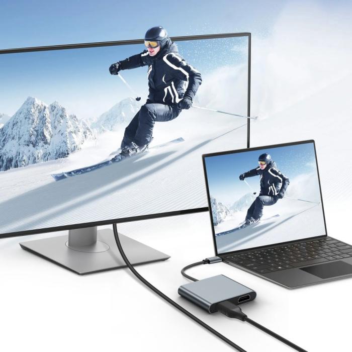 Bild 5, Tech-Protect Tech-Protect 4in1 USB-C Adapter USB-C / USB-A / HDMI / Space Grey - Teknikhallen.se