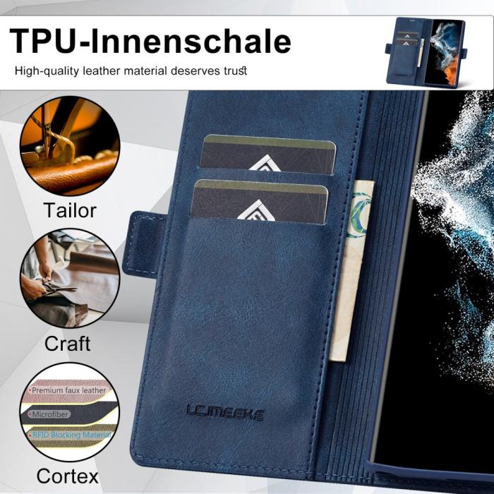 Bild 5, LC.IMEEKE LC.IMEEKE Galaxy S23 Ultra Fodral RFID Magnetisk Stängning Blå - Teknikhallen.se