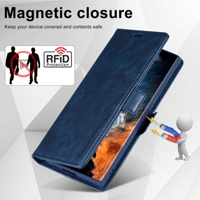 Bild 6, LC.IMEEKE LC.IMEEKE Galaxy S23 Ultra Fodral RFID Magnetisk Stängning Blå - Teknikhallen.se