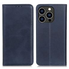  iPhone 16 Pro Max Fodral L&auml;der Flip M&ouml;rk Bl&aring; - Teknikhallen.se