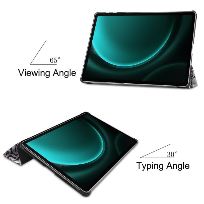 Bild 3,  Galaxy Tab S9 FE Plus Fodral Tri-Fold Läder Graffiti - Teknikhallen.se