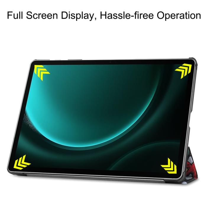Bild 4,  Galaxy Tab S9 FE Plus Fodral Tri-Fold Läder Graffiti - Teknikhallen.se