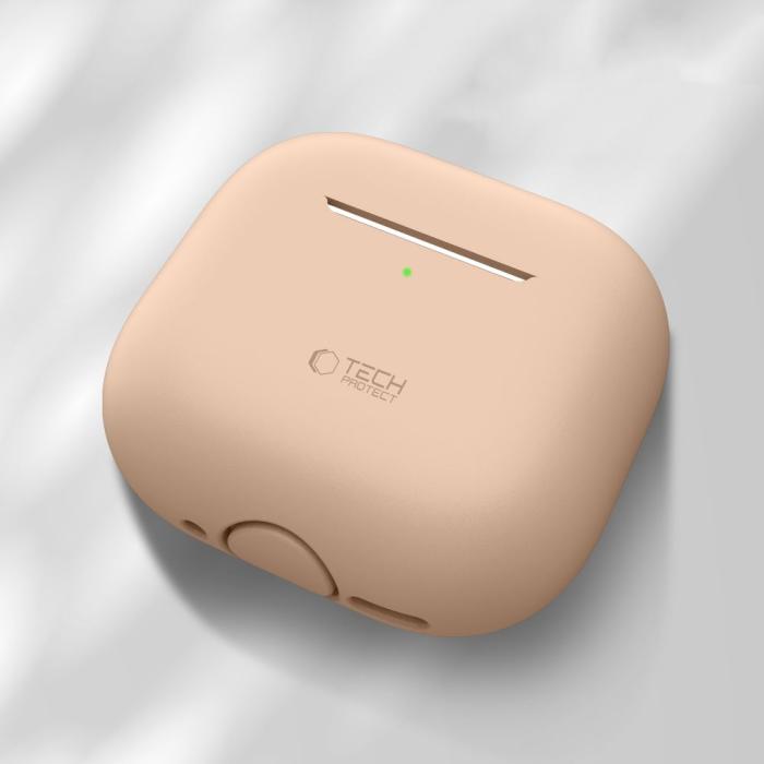 Bild 2, Tech-Protect Tech-Protect AirPods 4 Skal Silikon Cafe Latte - Teknikhallen.se