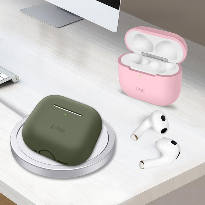 Bild 4, Tech-Protect Tech-Protect AirPods 4 Skal Silikon Cafe Latte - Teknikhallen.se