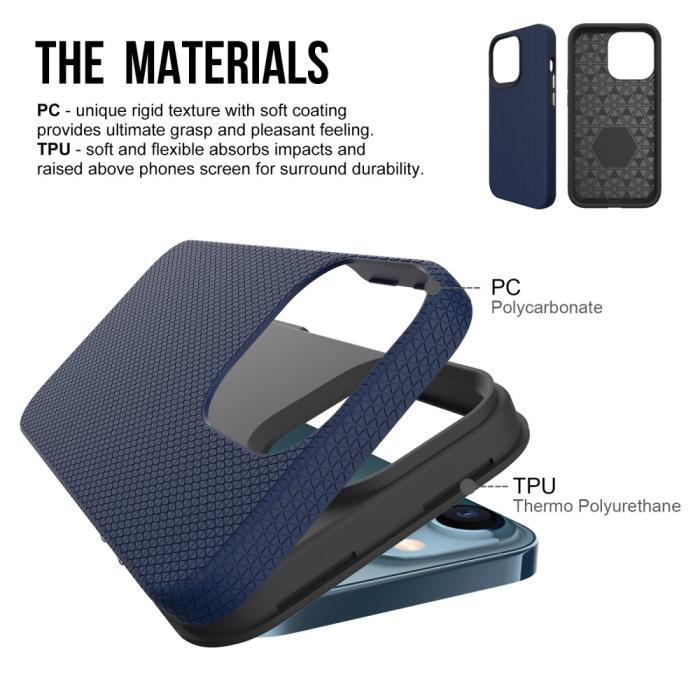 Bild 3,  iPhone 13 Pro Skal Hybrid Triangle Textur Blå - Teknikhallen.se