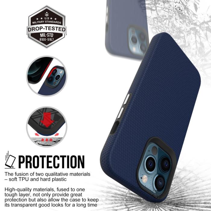Bild 5,  iPhone 13 Pro Skal Hybrid Triangle Textur Blå - Teknikhallen.se
