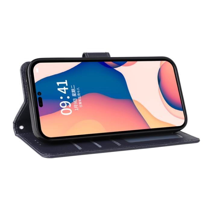 Bild 5,  iPhone 14 Pro Fodral Läder Med Snodd Mörk Blå - Teknikhallen.se