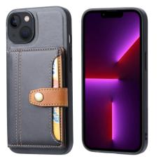  iPhone 14 Skal L&auml;der Med Kortfack Svart - Teknikhallen.se