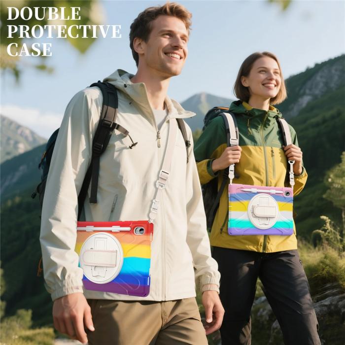 Bild 5,  Samsung Galaxy Tab S11 Skal Shockproof Hybrid Kickstand Rainbow - Teknikhallen.se