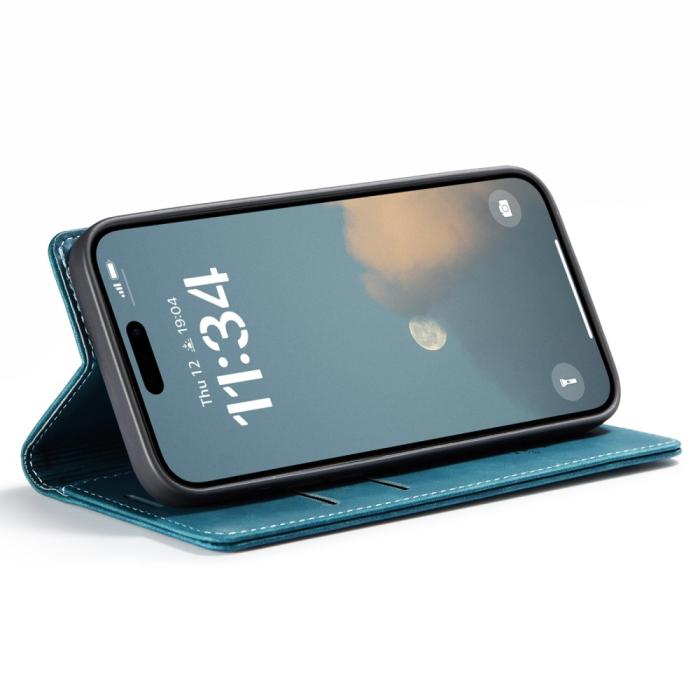Bild 3, CASEME CASEME iPhone 16 Fodral Flip Läder Blå - Teknikhallen.se