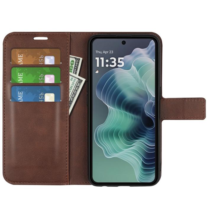 Bild 2,  Motorola Moto G35 5G Fodral Läder Brun - Teknikhallen.se