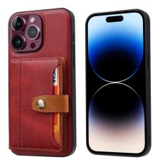  iPhone 15 Pro Skal L&auml;der Med Pl&aring;nboksfunktion R&ouml;d - Teknikhallen.se