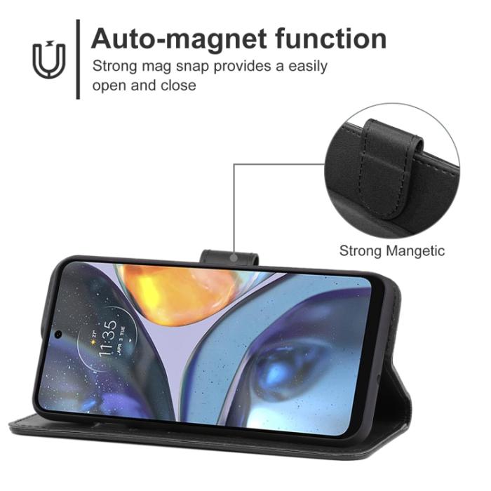 Bild 4,  Motorola Moto G22 Fodral Läder Svart - Teknikhallen.se