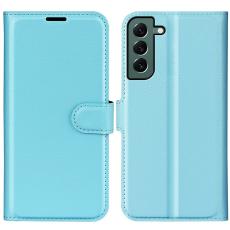  Samsung Galaxy S23 Plus Fodral Litchi L&auml;der Ljus Bl&aring; - Teknikhallen.se