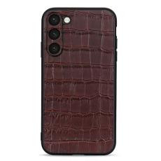  Samsung Galaxy S23 Skal &Auml;kta L&auml;der Krokodil Textur Brun - Teknikhallen.se