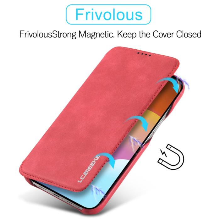 Bild 5, LC.IMEEKE LC.IMEEKE iPhone 15 Plus Fodral Slim Flip Röd - Teknikhallen.se
