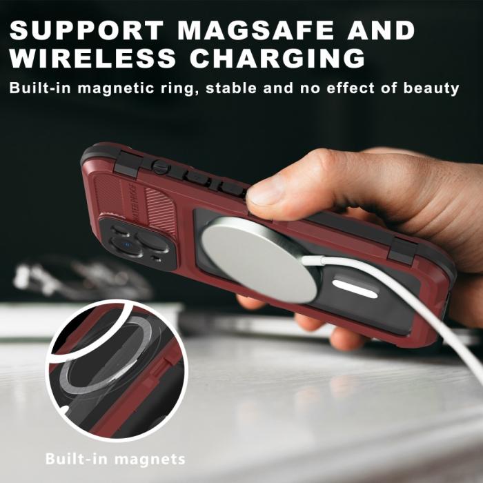 Bild 2, ShellBox ShellBox iPhone 14 MagSafe IP68 Aluminium Vattentät Skal Röd - Teknikhallen.se