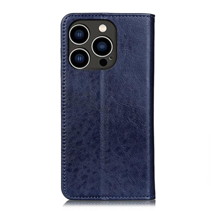 Bild 3,  iPhone 15 Pro Fodral Flip Crazy Horse Blå - Teknikhallen.se