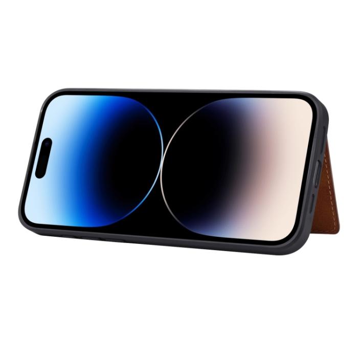 Bild 6,  iPhone 15 Pro Skal Läder Med Plånboksfunktion Röd - Teknikhallen.se