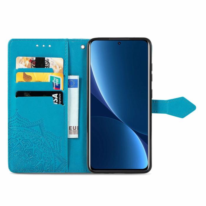 Bild 2,  Xiaomi 12T / 12T Pro Fodral Mandala Läder Blå - Teknikhallen.se