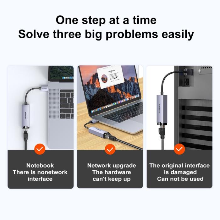 Bild 3, MINDPURE MINDPURE USB-A 3.0 - RJ45 Nätverksadapter Grå - Teknikhallen.se