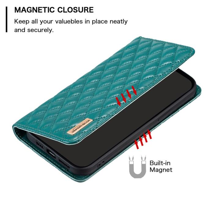 Bild 4, BINFEN BINFEN iPhone 16 Plus Fodral Diamond Flip Läder Grön - Teknikhallen.se