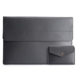  Laptop Sleeve 2-Set PU-Läder Väska 15.4" Mörk Grå - Teknikhallen.se