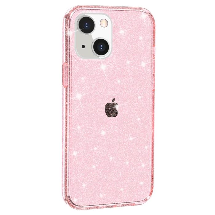 Bild 2,  iPhone 15 Skal Hybrid Glitter Rosa - Teknikhallen.se