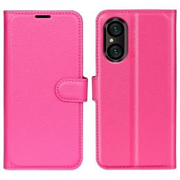  Sony Xperia 5 V Fodral Litchi Textur Rosa - Teknikhallen.se