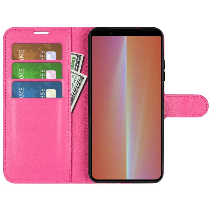 Bild 2,  Sony Xperia 5 V Fodral Litchi Textur Rosa - Teknikhallen.se