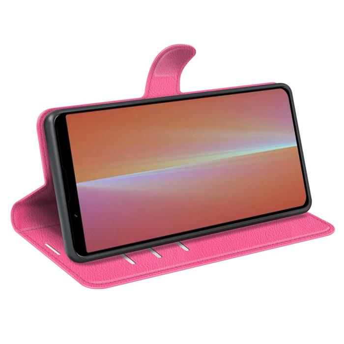 Bild 3,  Sony Xperia 5 V Fodral Litchi Textur Rosa - Teknikhallen.se