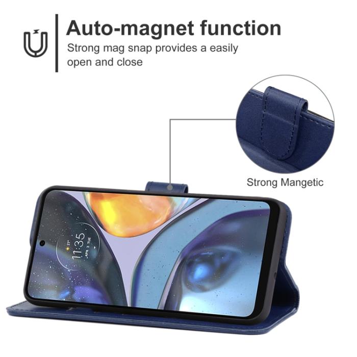 Bild 4,  Motorola Moto G22 Fodral Läder Blå - Teknikhallen.se