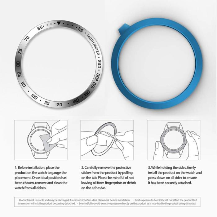 Bild 6,  Bezel Skyddande Ring Galaxy Watch4 Classic 44 mm Silver/Svart - Teknikhallen.se