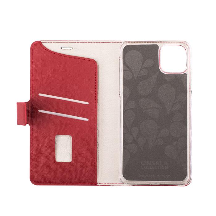 Bild 4, Onsala ONSALA iPhone 11 Pro Max 2in1 Magnet Fodral / Skal Saffiano Red - Teknikhallen.se
