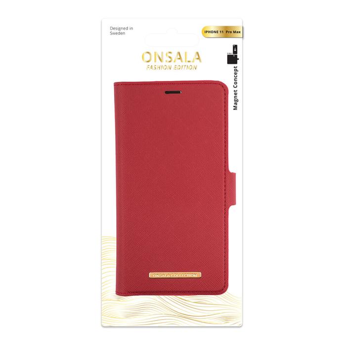 Bild 2, Onsala ONSALA iPhone 11 Pro Max 2in1 Magnet Fodral / Skal Saffiano Red - Teknikhallen.se