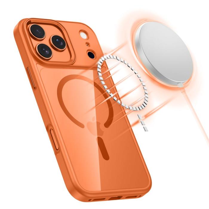 Bild 2, Tech-Protect Tech-Protect iPhone 17 Pro Skal MagSafe MagMat Cosmic Orange/Clear - Teknikhallen.se