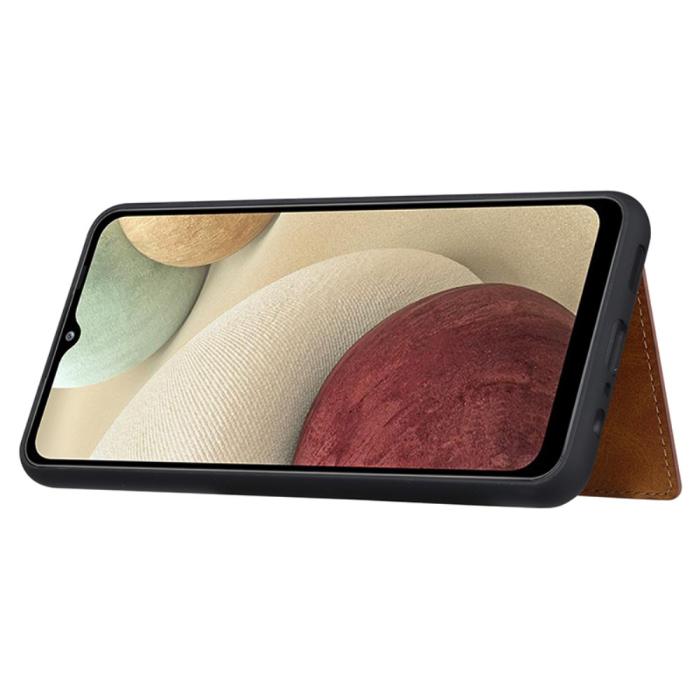 Bild 4,  Samsung Galaxy A05s 4G Läder Skal Med Kortfack Brun - Teknikhallen.se