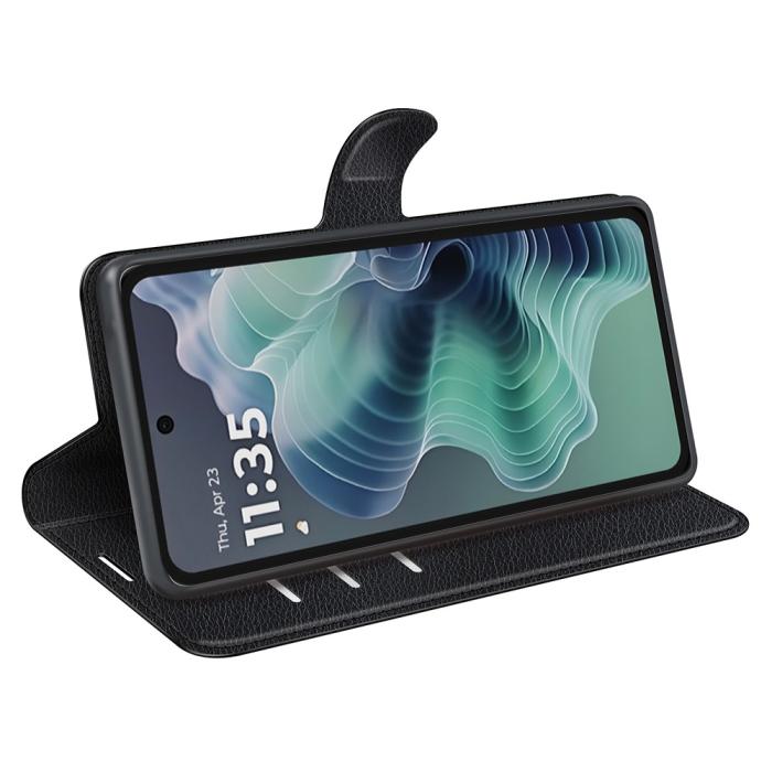 Bild 3,  Motorola Moto G35 5G Fodral Litchi Läder Svart - Teknikhallen.se