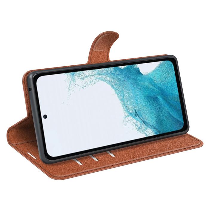 Bild 3,  Samsung Galaxy A54 5G Fodral Litchi Läder Brun - Teknikhallen.se